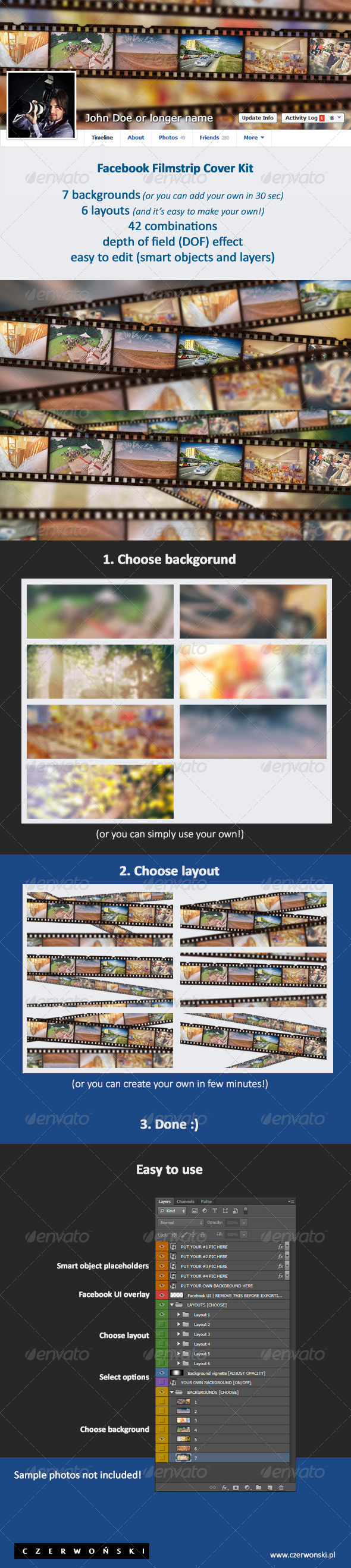 Facebook Filmstrip Cover Kit - Facebook Timeline Covers Social Media