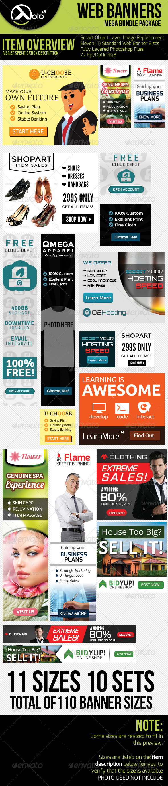 10 Set Mega Bundle Mix Web Banners Vol. 3 - Banners & Ads Web Elements