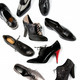 Black masculine female shoes still life fashion composition - PhotoDune Item for Sale
