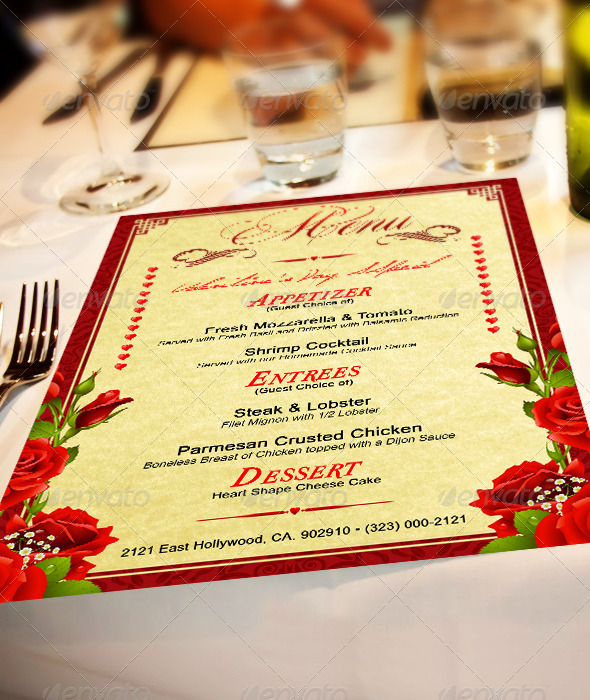 St Valentines Menu 4 - Restaurant Flyers