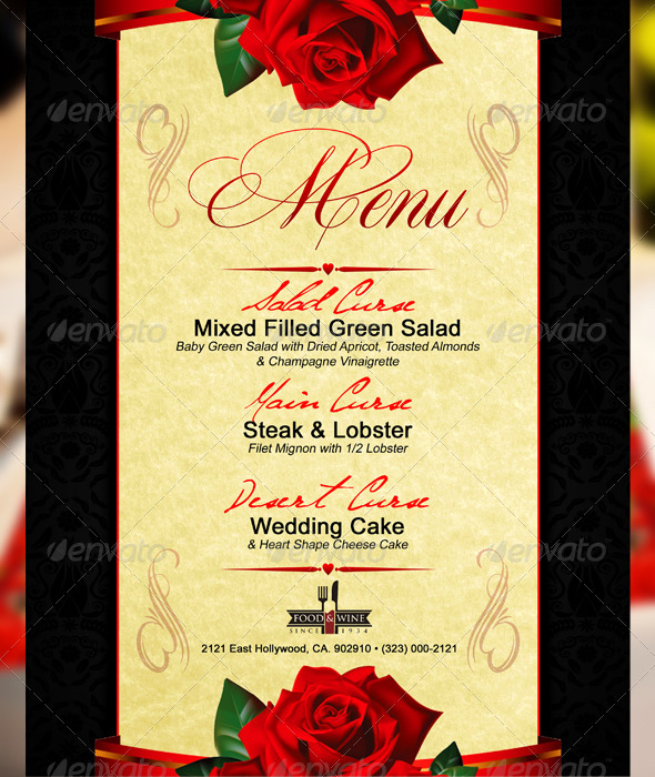 St Valentine's Menu 5 - Restaurant Flyers