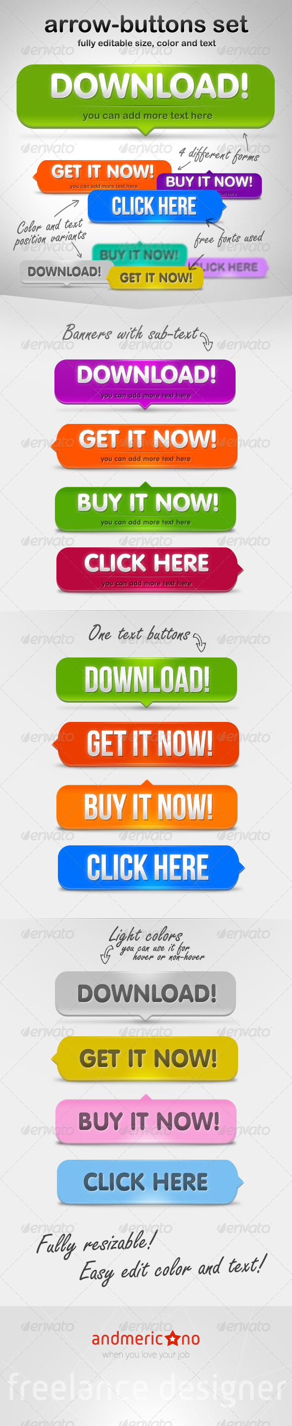 Arrow Buttons Set - Buttons Web Elements