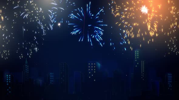Fireworks on night city