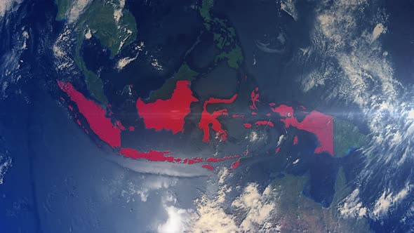 Realistic Earth Zoom Red Alert Highlight Country Indonesia alt