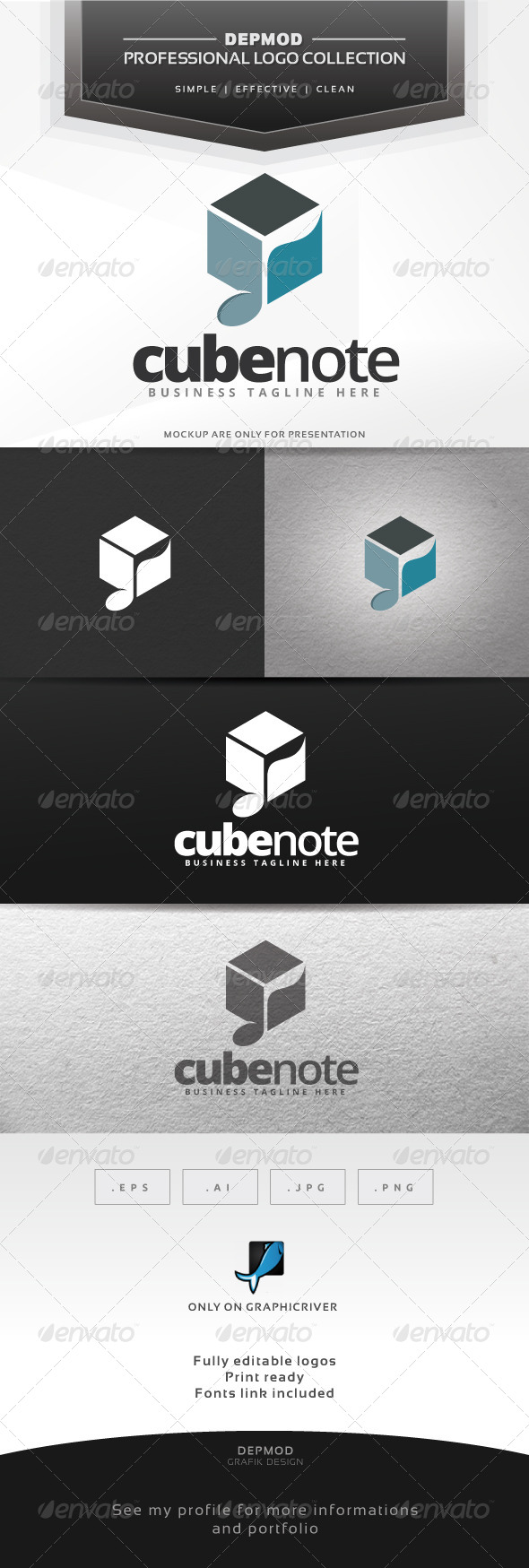 Cube Note Logo - Symbols Logo Templates