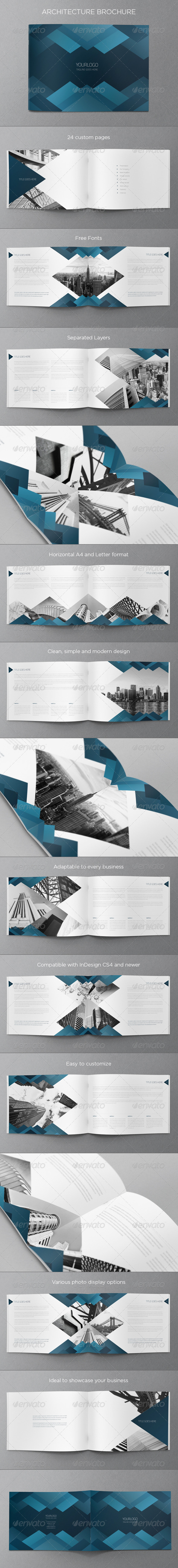 Blue Architecture Brochure - Brochures Print Templates