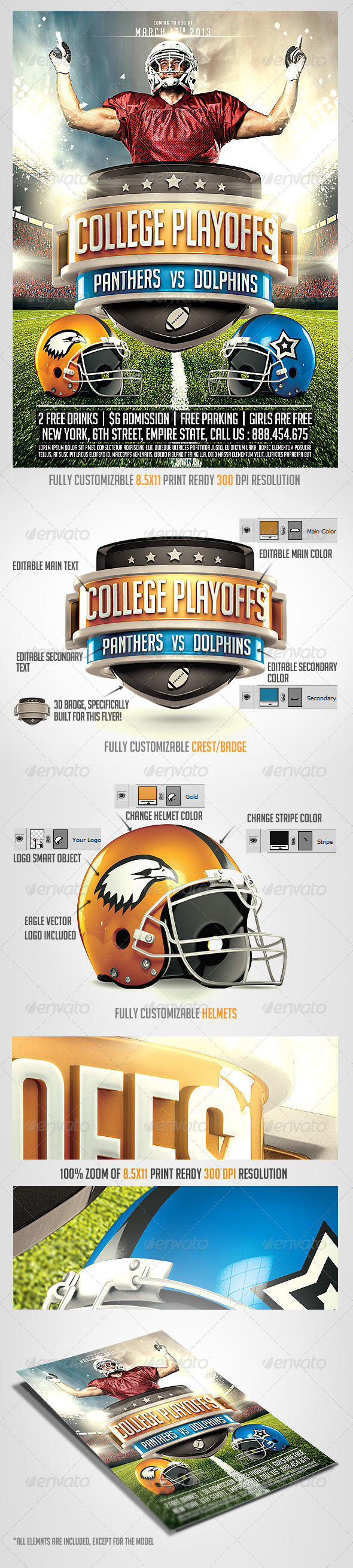 Football Big Game Flyer Template - Sports Events