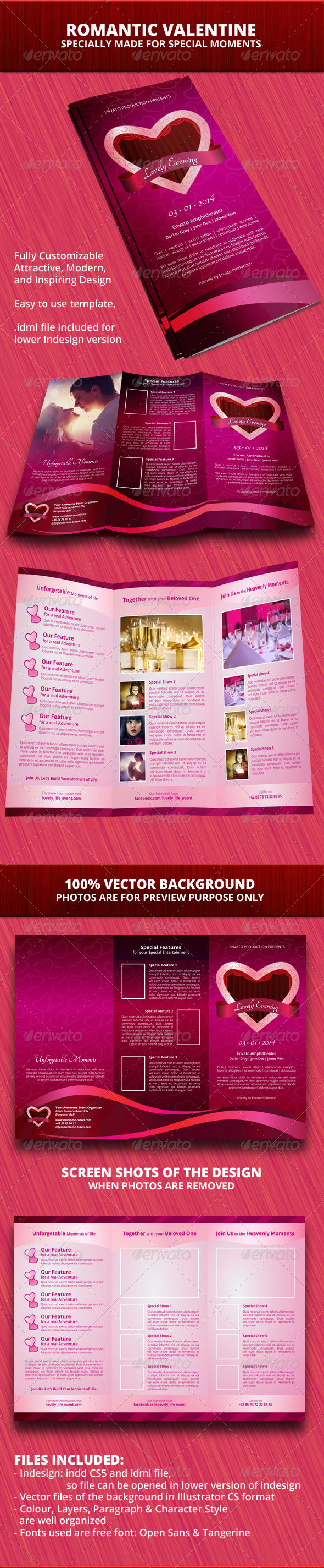 Romantic Valentine Trifold Brochure - Informational Brochures