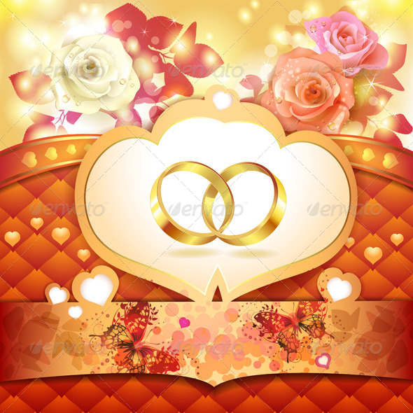Two Wedding Rings with Hearts - Weddings Seasons/Holidays