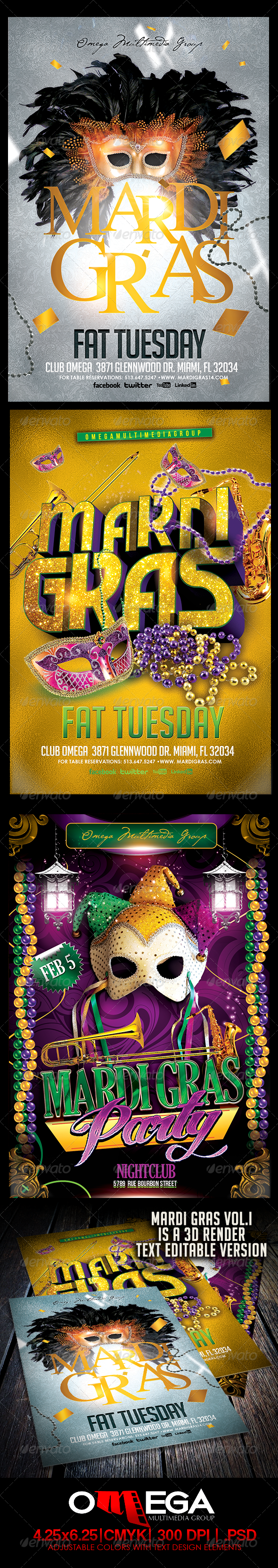 The Mardi Gras Bundle - Events Flyers