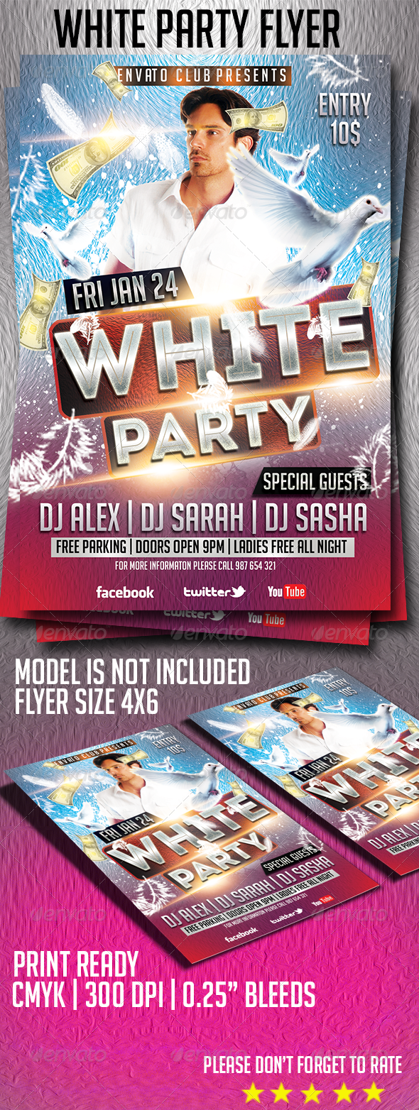 White Party Flyer Template - Clubs & Parties Events