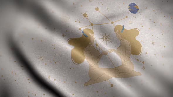 Gemini Zodiac Horoscope Video Flag Textured Background Close Up HD