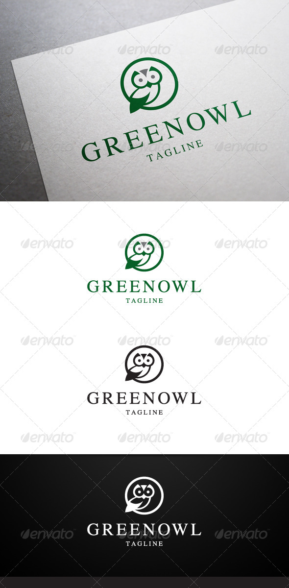 Green Owl Logo - Animals Logo Templates