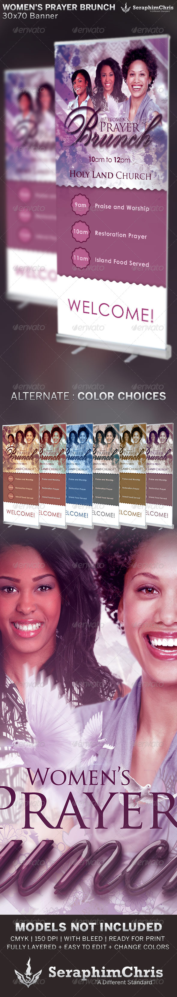 Prayer Brunch: Church Banner Template - Signage Print Templates