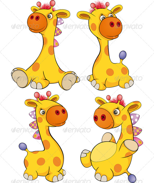 Set of Toy Giraffes Cartoon - Animals Characters