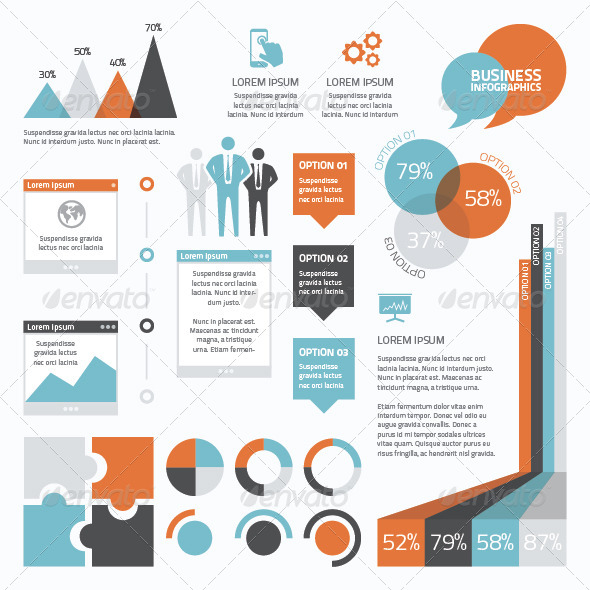 Retro Business Infographic Elements Vector - Infographics