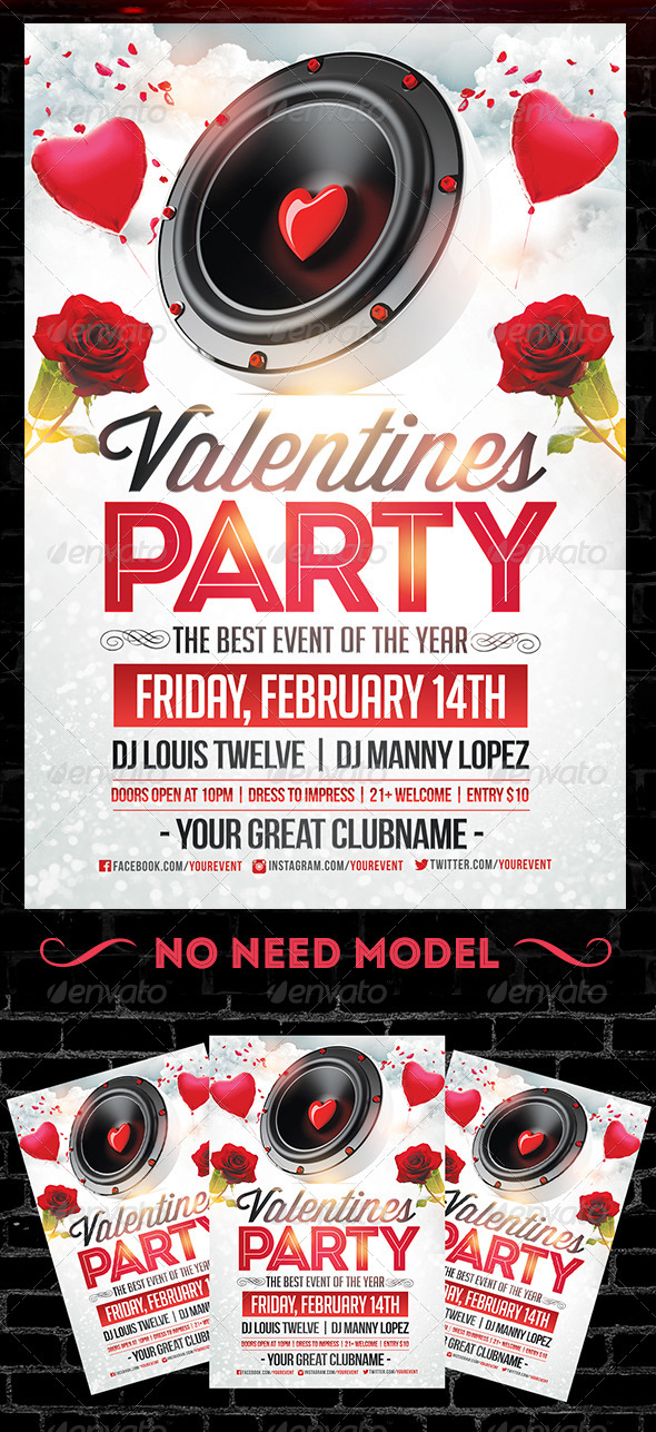 Valentines Party Flyer Template