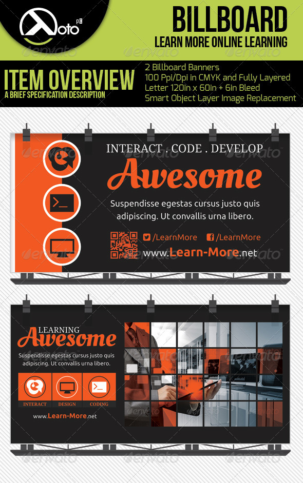 Learn More Online Learning Billboards - Signage Print Templates