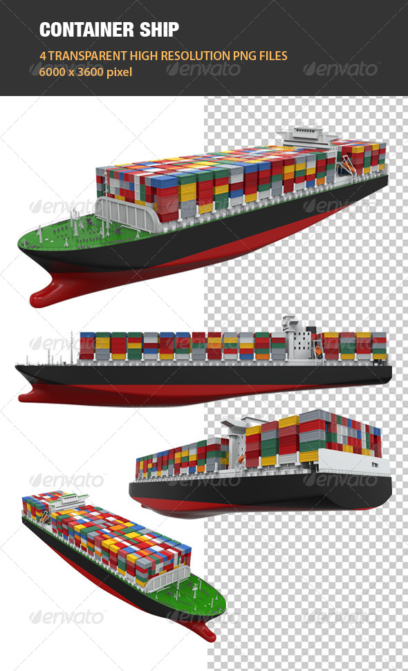 3D Cargo Container Ship - Objects 3D Renders