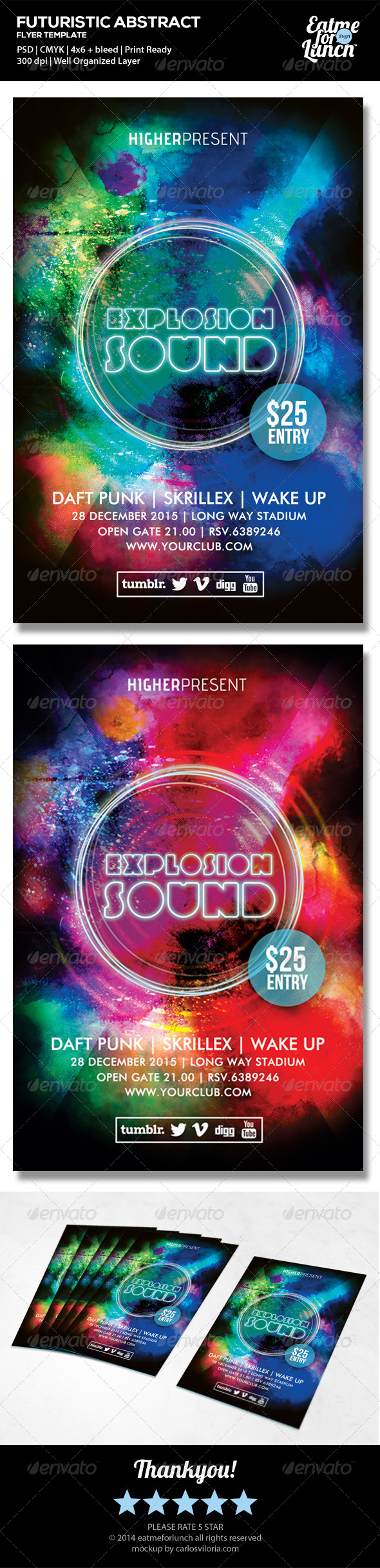 Futuristic Dance/Club Music Flyer Templates - Clubs & Parties Events