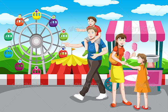 Happy Family Going on a Vacation - People Characters