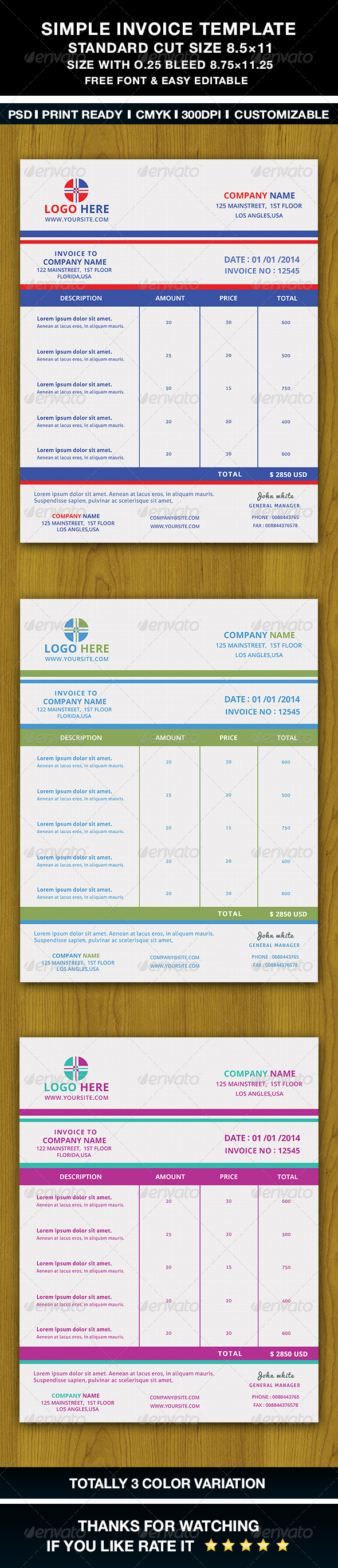 Simple Invoice Template - Proposals & Invoices Stationery