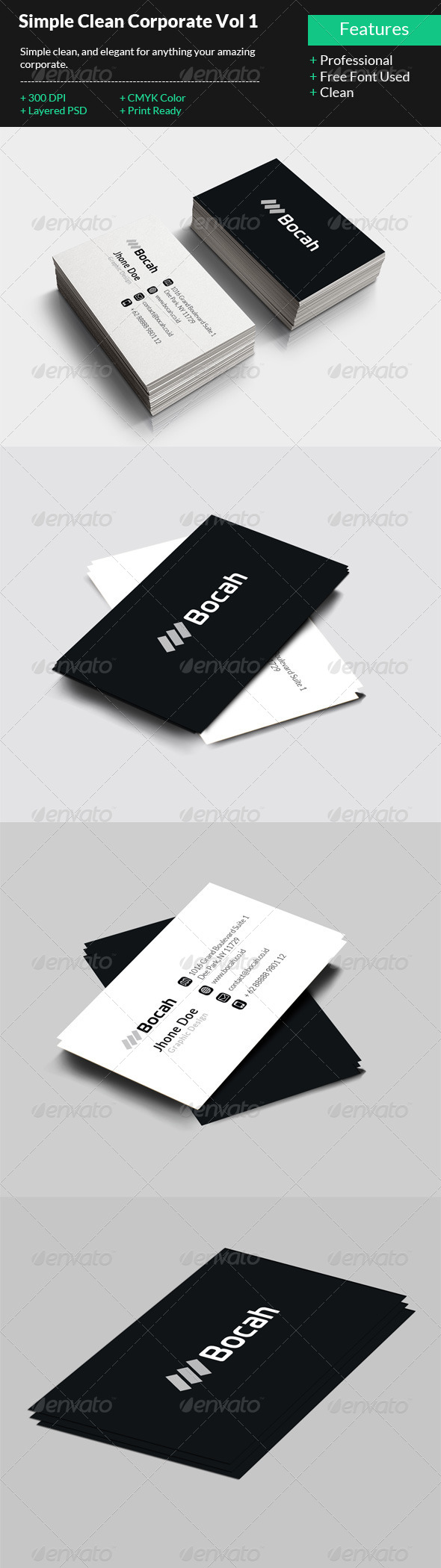 Simple Clean Corporate Business Card Vol. 1 - Corporate Business Cards