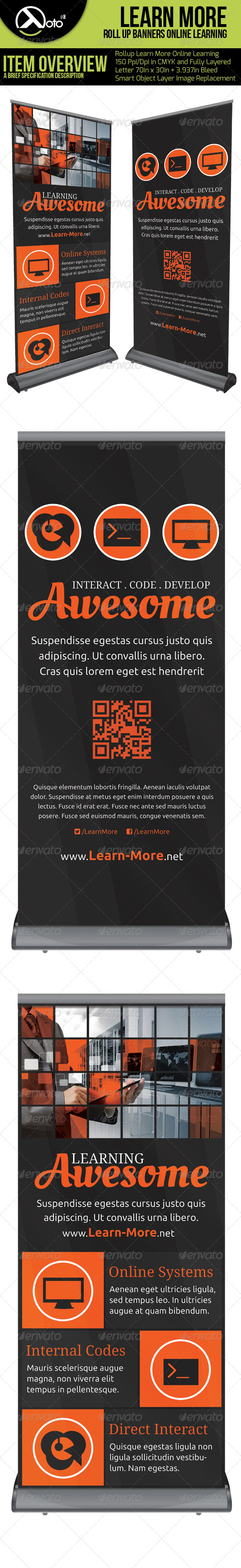 Learn More Online Learning Roll Up Banners - Signage Print Templates