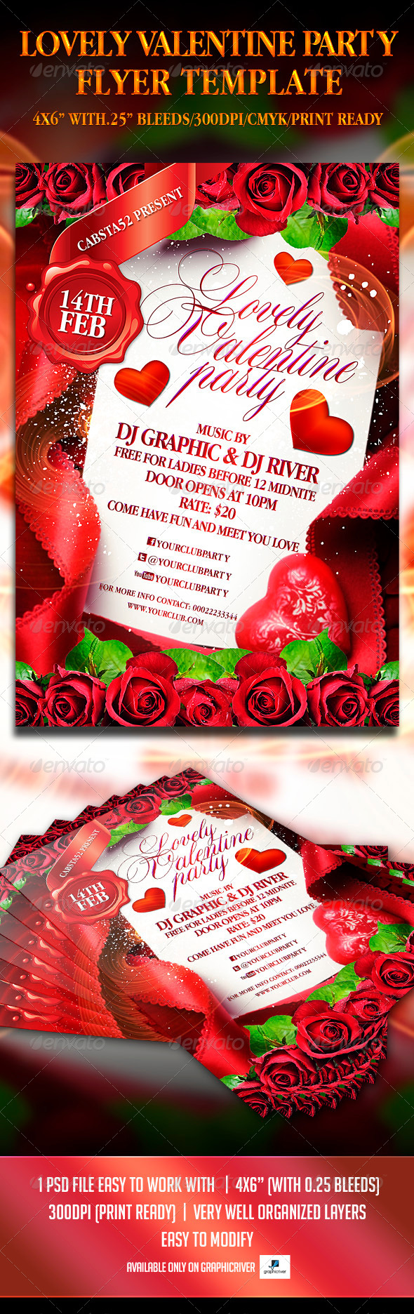 Lovely Valentine Party Flyer Template - Events Flyers