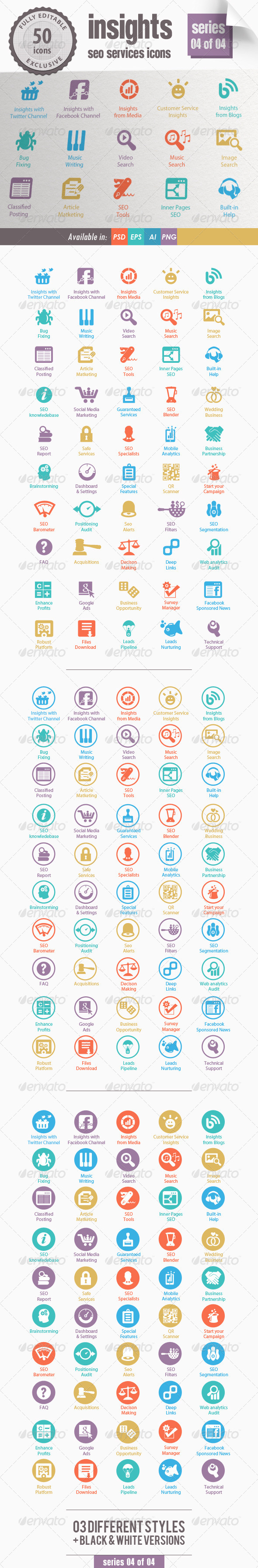 Insights SEO Services Icons - Series 04 of 04 - Web Icons