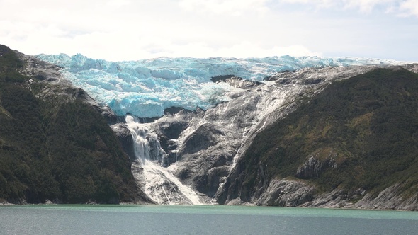 Landscape on Glacier Avenue, Cruise Ship Explorers of Patagonia, Chilean Fjords. alt