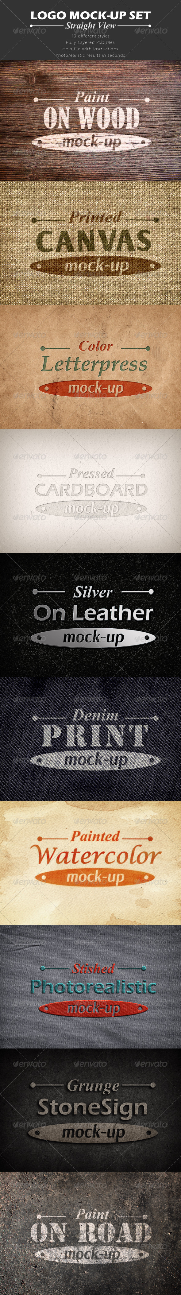Set of 10 Logo Mock-ups - Straight View - Logo Product Mock-Ups