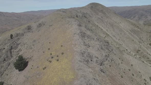 Flying above mountain ridge