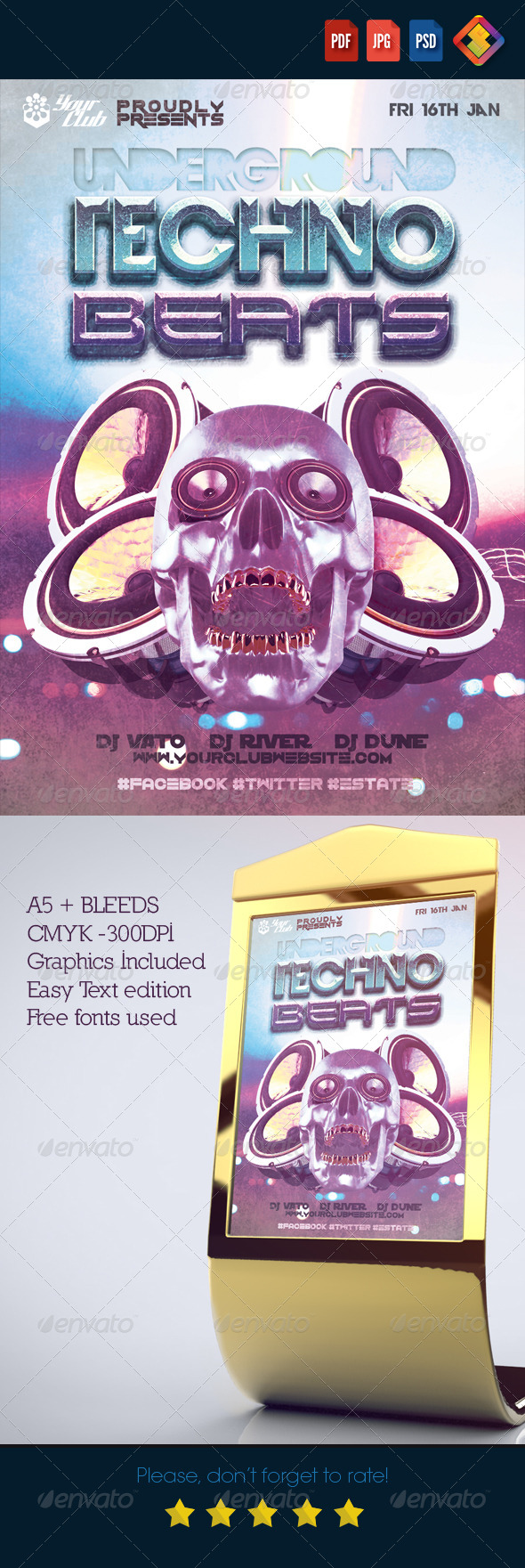 Underground Techno Beats A5 Flyer - Clubs & Parties Events