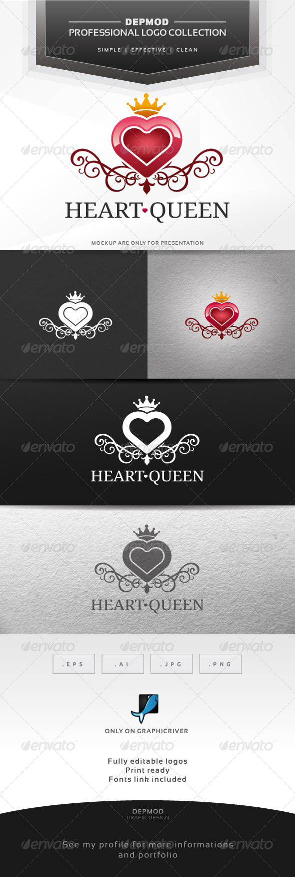 Heart Queen Logo - Symbols Logo Templates