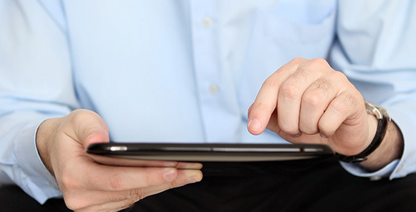 Business Man Touching Digital Tablet