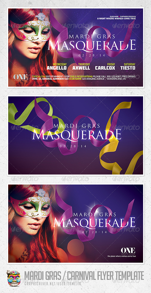 Mardi Gras and Carnival Flyer Template - Events Flyers
