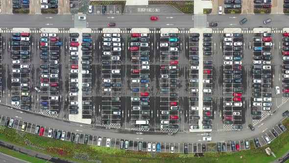 Aerial footage of a busy car park located in the shopping centre in Leeds West Yorkshire