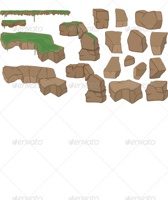 Stones Set Cartoon - Objects Vectors