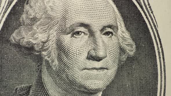 Zooming in Effect To President Washington Face on Dollar Bill