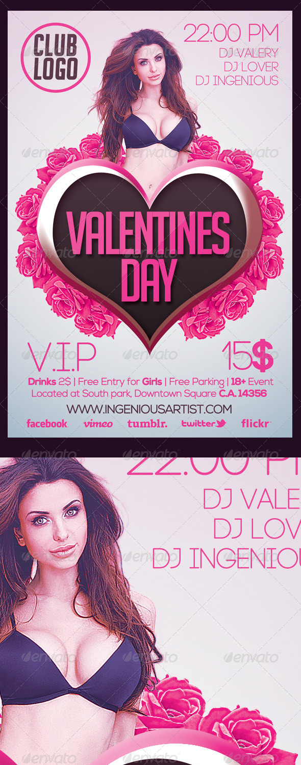 Valentines Day Flyer - Clubs & Parties Events