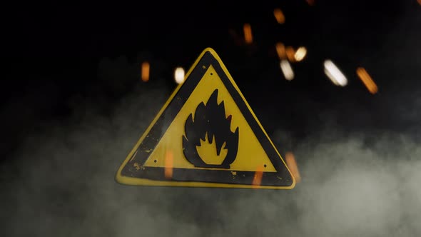  Flammable Materials Sign Over a Smoky Background