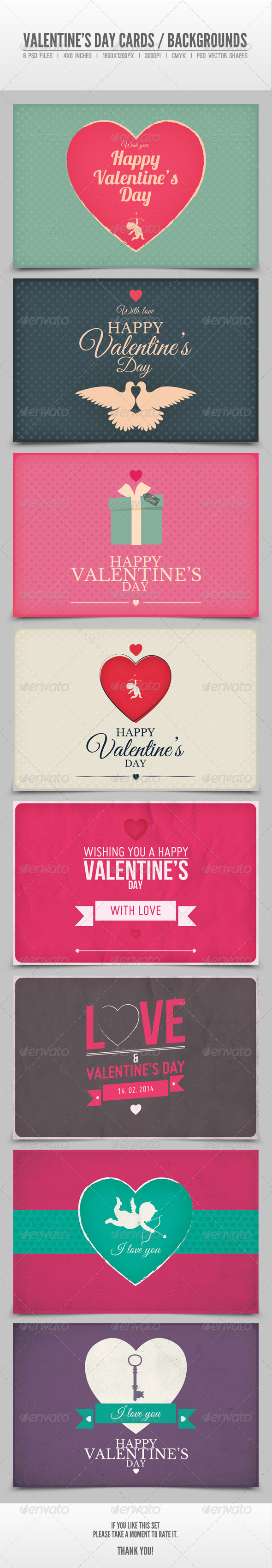 Valentine's Day Cards / Backgrounds Vol.2 - Backgrounds Graphics