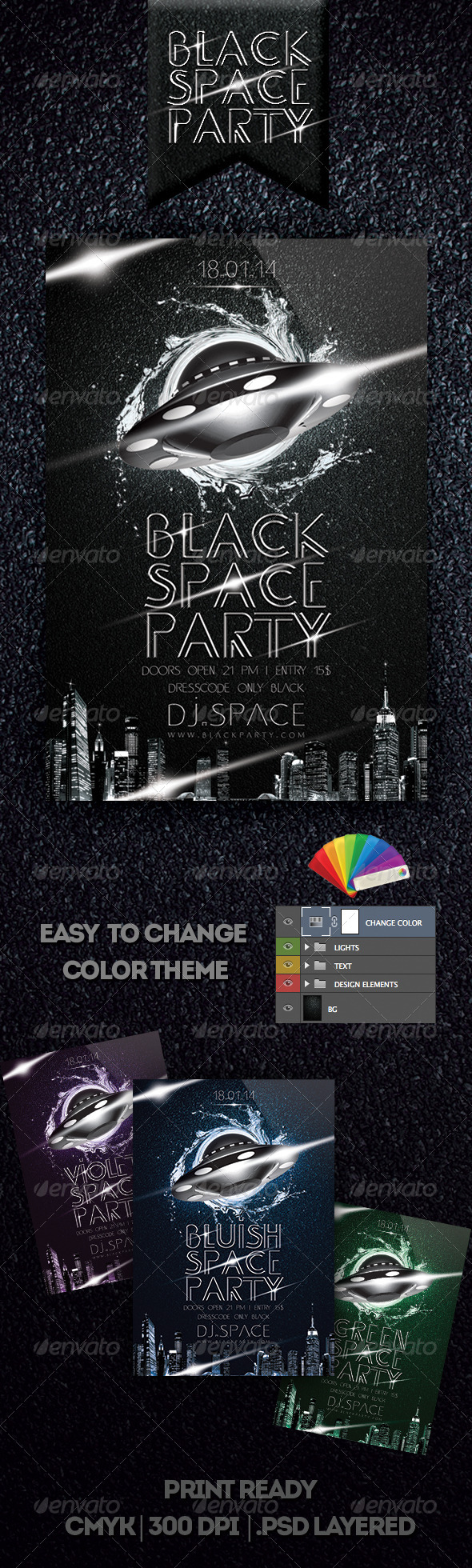 Black Space Party Flyer - Clubs & Parties Events