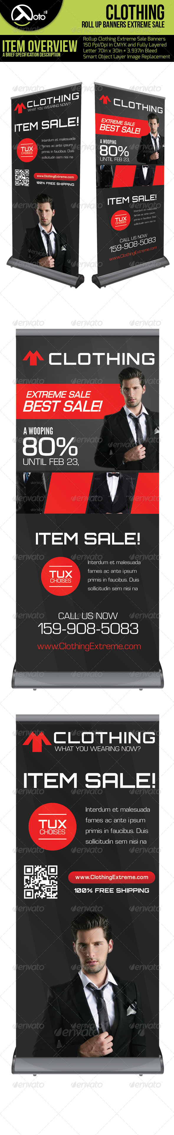 Clothing Extreme Sales Roll Up - Signage Print Templates