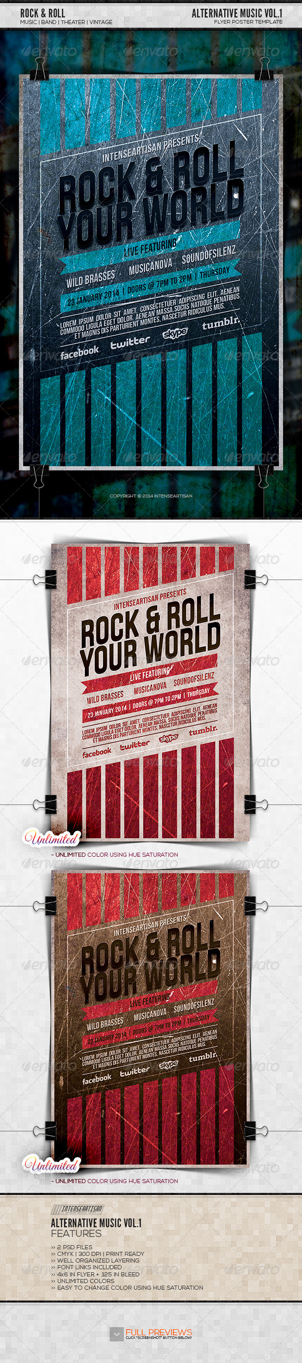 Rock & Roll Flyer Template - Concerts Events
