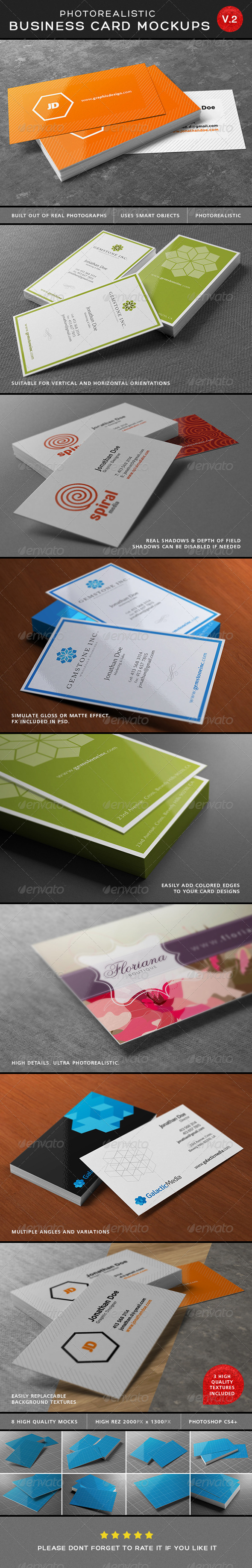 Ultimate Photorealistic Business Card Mockups V2 - Business Cards Print
