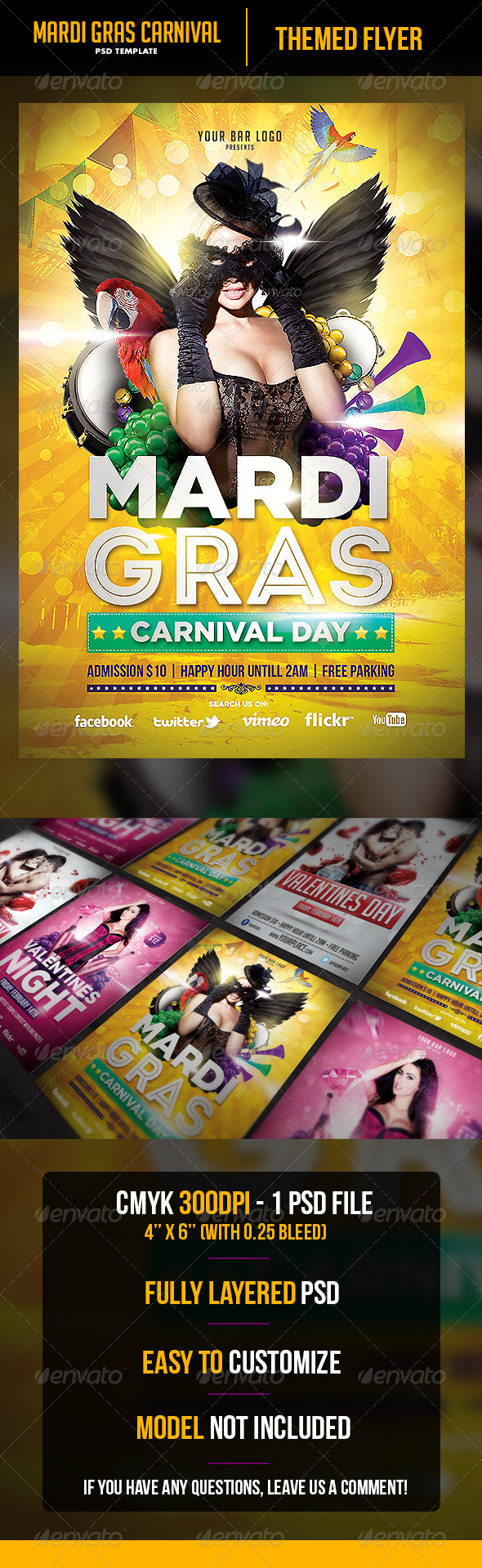 Mardi Gras Flyer Template - Flyers Print Templates