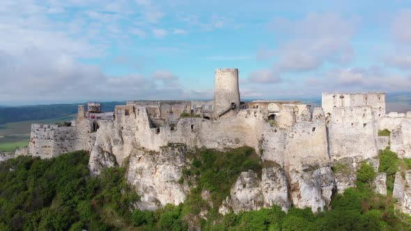 Aerial Drone View on Spis Castle. Slovakia. Ancient Castle, Spissky Hrad. alt