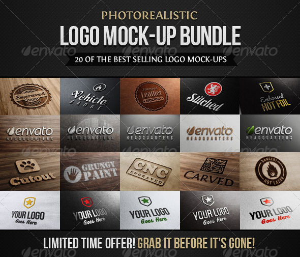 20 Photorealistic Logo Mock-Ups Bundle - Logo Product Mock-Ups